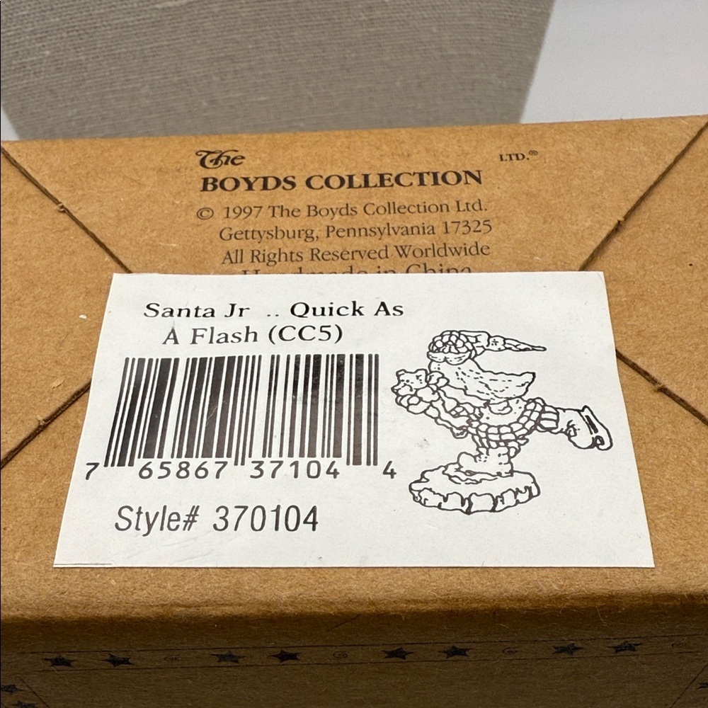 Boyd’s Bears Carvers Choice Santa Jr Quick as a Flash Christmas Ornament #370104 - Picture 5 of 6